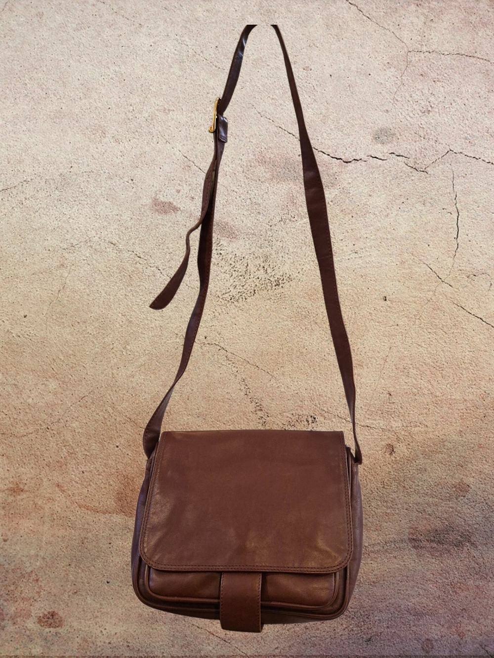 Vera Pelle Chocolate Brown Leather Crossbody Bag